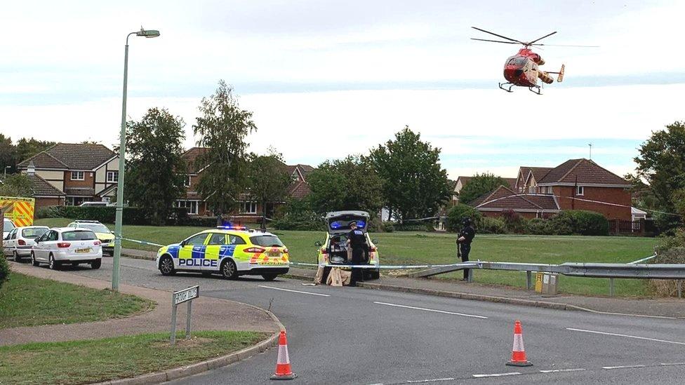 Emergency services at the scene in Grange Farm, Kesgrave