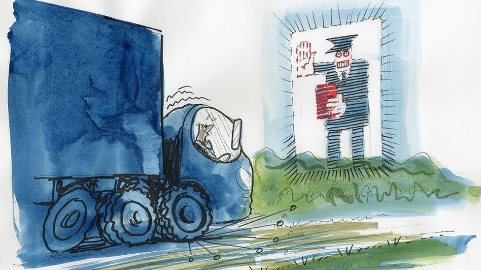 Ian Knox Brexit cartoon - lorry