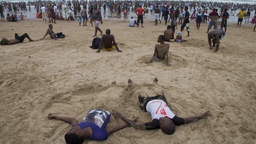 South Africa beach goers