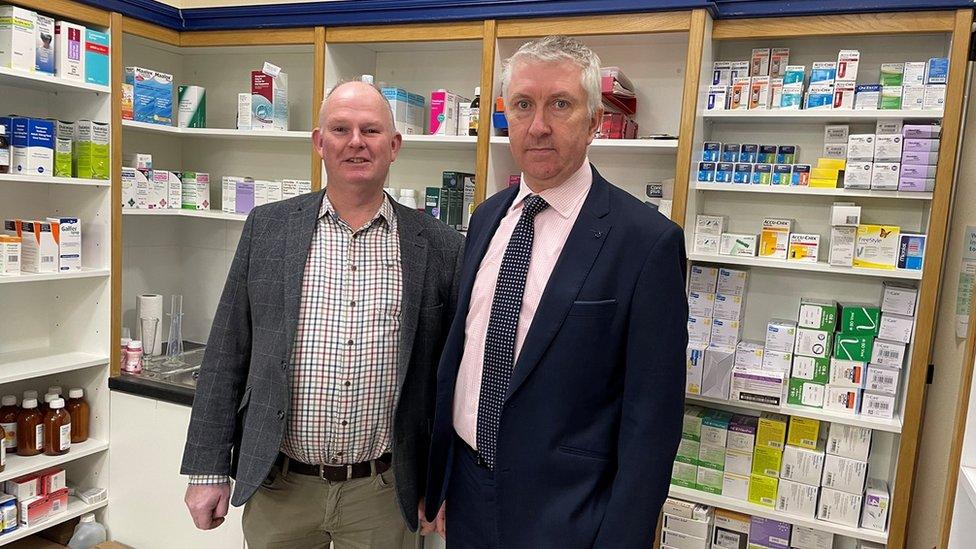 Pharmacist Mark Hunter (left) and Community Pharmacy NI's Gerard Greene (right)