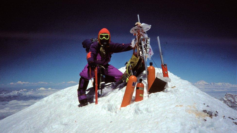 Caradog Jones at the summit of Mount Everest