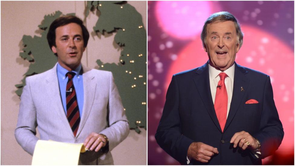 The left image is a still from the 1981 broadcast of Children in Need, and the right images shows Terry at the 2014 broadcast of Children in Need.