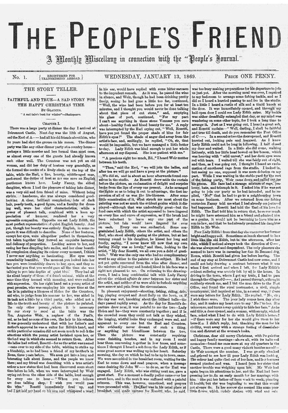 The first ever edition of the People's Friend in January 1869