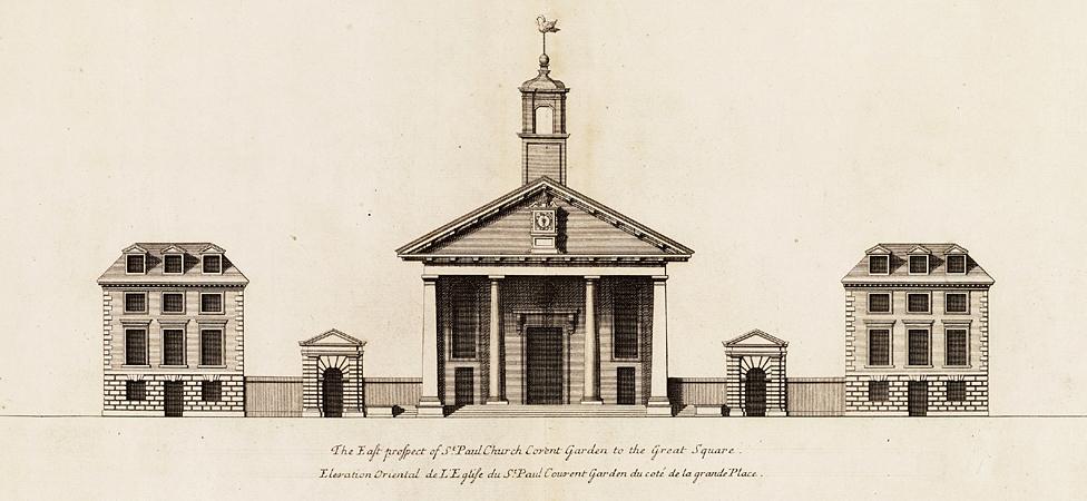 Front of St Paul's Church in Covent Garden, London (from Vitruvius Britannicus)