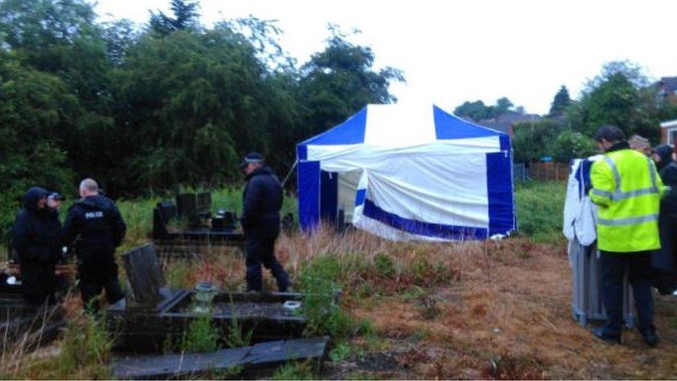 Scene of the exhumation