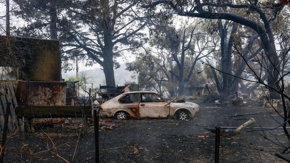 A burnt out home near Adelaide in South Australia