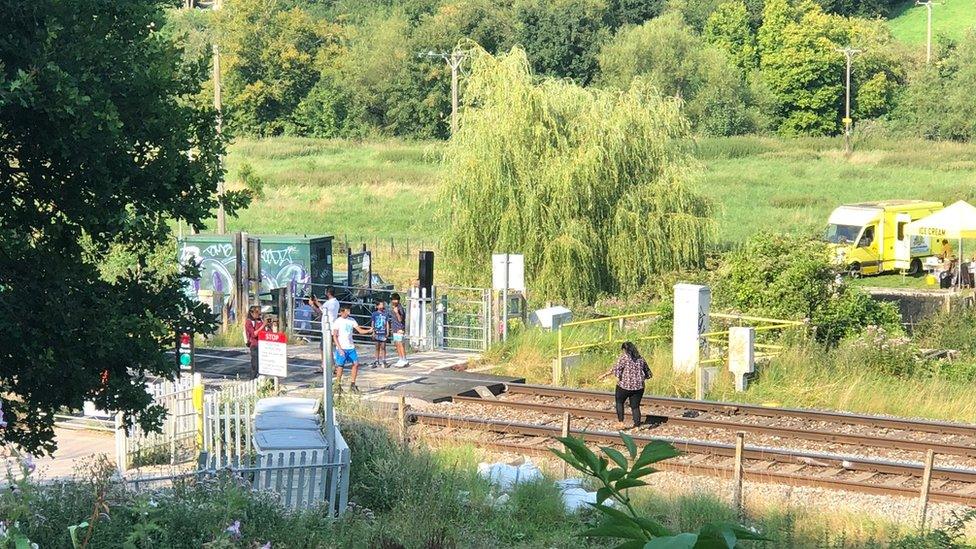 People on railway track