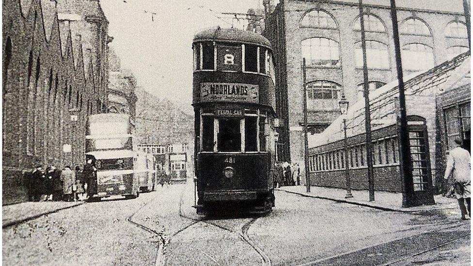 A tram in Leeds