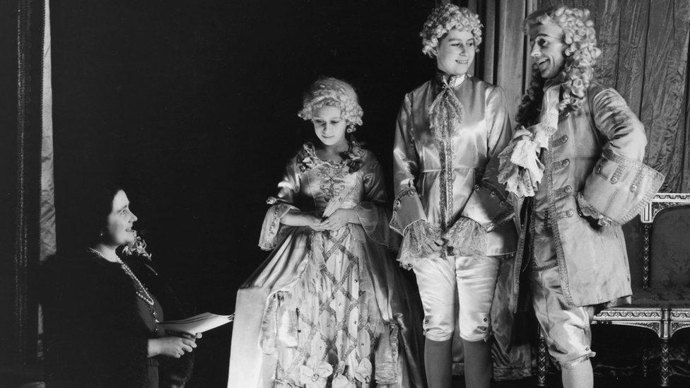 Queen Elizabeth II and Princess Margaret with the Queen Mother