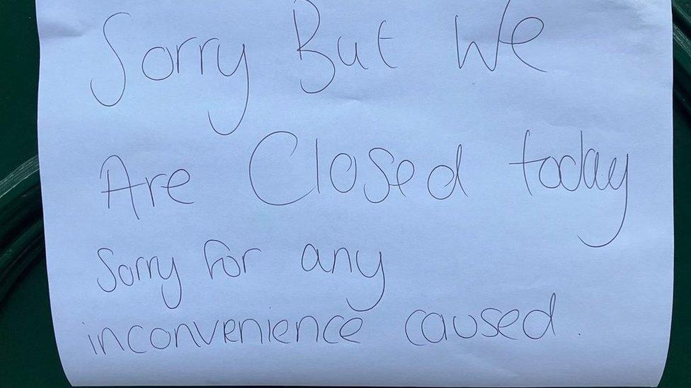 A sign outside The Paul Pry confirming its temporary closure