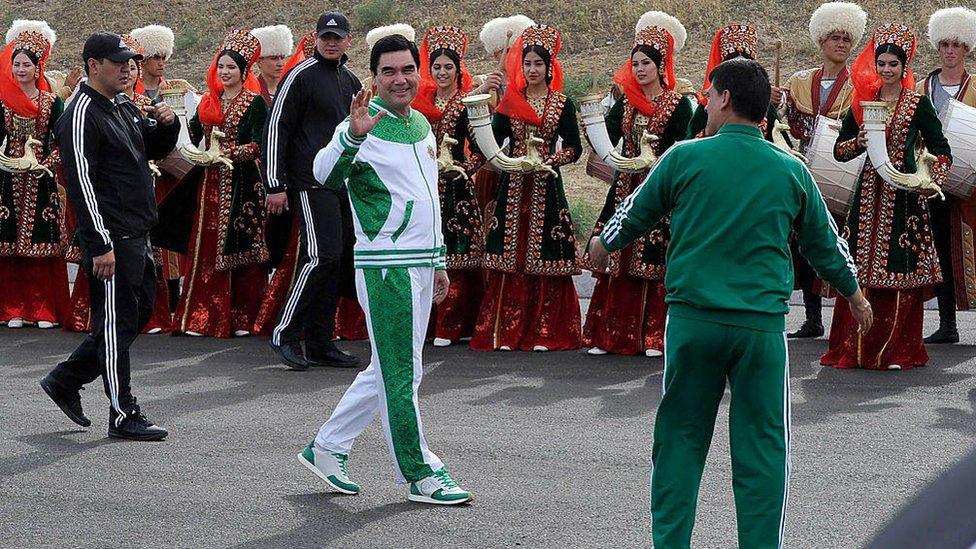 Berdymukhamedov at the opening ceremony of a 500-day nationwide horse race