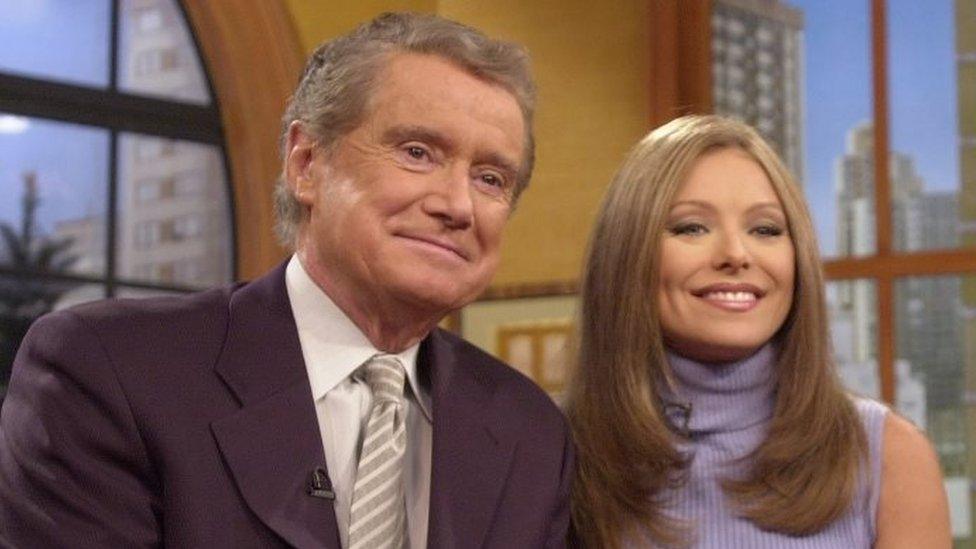 Regis Philbin with new host, Kelly Ripa, in 2001