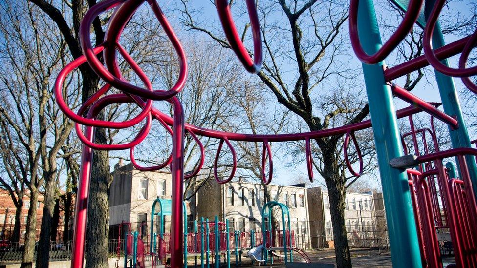 This Monday, Jan. 11, 2016 photo shows Osborn playground in the Brownsville section of Brooklyn, N.Y., the site of an alleged gang rape.