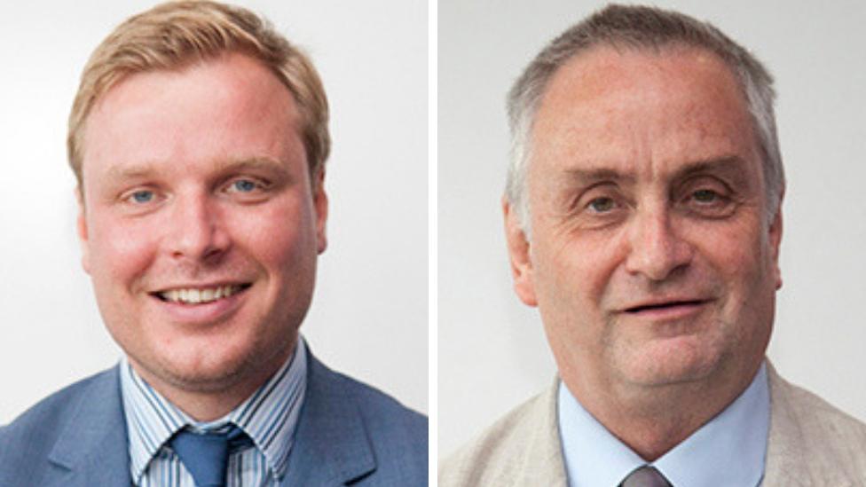 A picture of councillor Kye Dudd, left, and councillor Steve Pearce, right