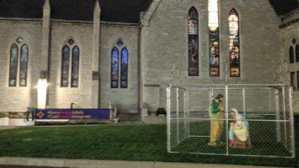 Christ Church Cathedral in Indianapolis, Indiana, put the display up on Monday night.