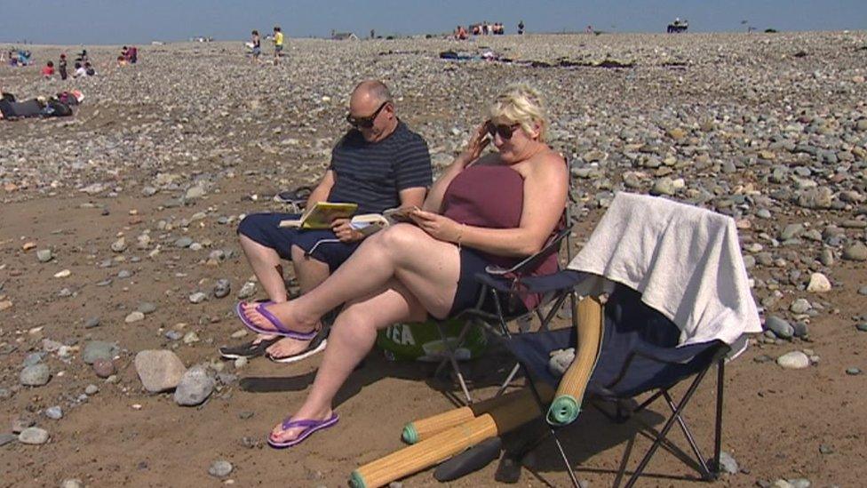 Steve McElroy and Elaine Hewitt on Traeth Dinas Dinlle