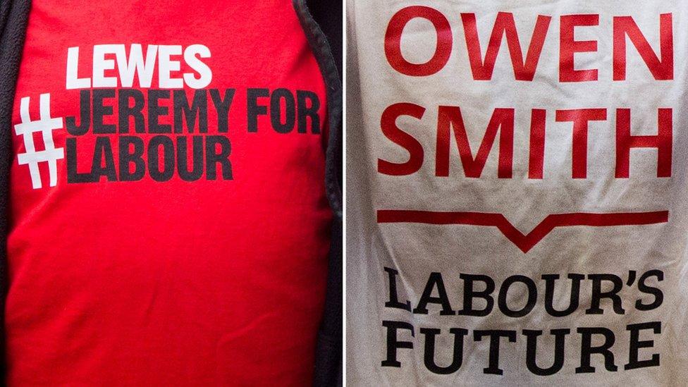 T-shirts of the two Labour leadership candidates