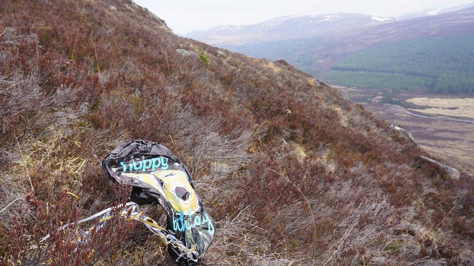 Balloon on hillside