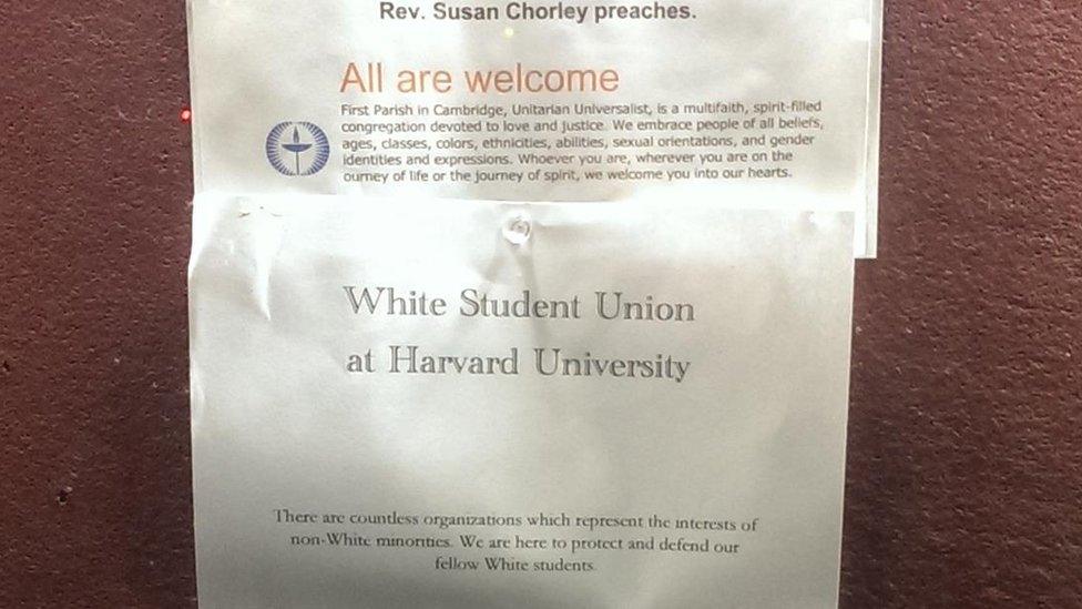 A poster for Harvard University's "White Student Union"