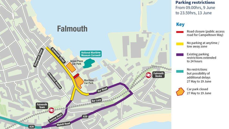 Falmouth G7 restrictions map