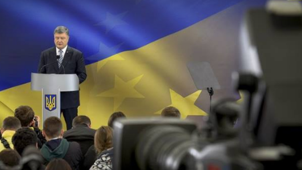 Ukrainian President Petro Poroshenko at a news conference in Kiev. Photo: 14 May 2017