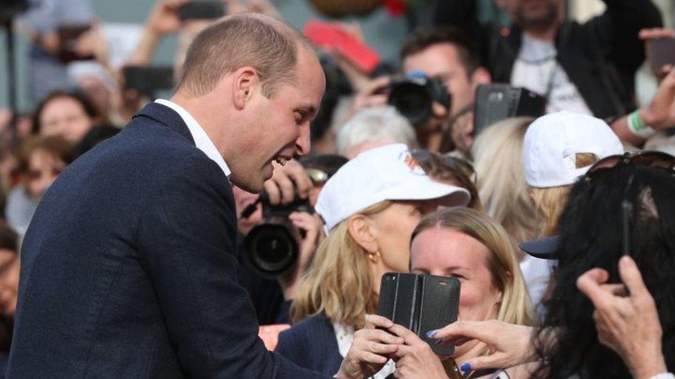 Prince William with crowds in Windsor