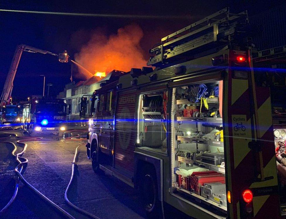 The fire at a warehouse in Tottenham