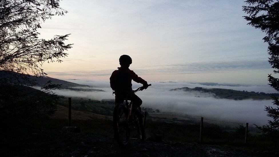 Misty valley view: This shot was taken by Steve Blanchard while mountain biking at Coed Llandegla, Denbighshire.