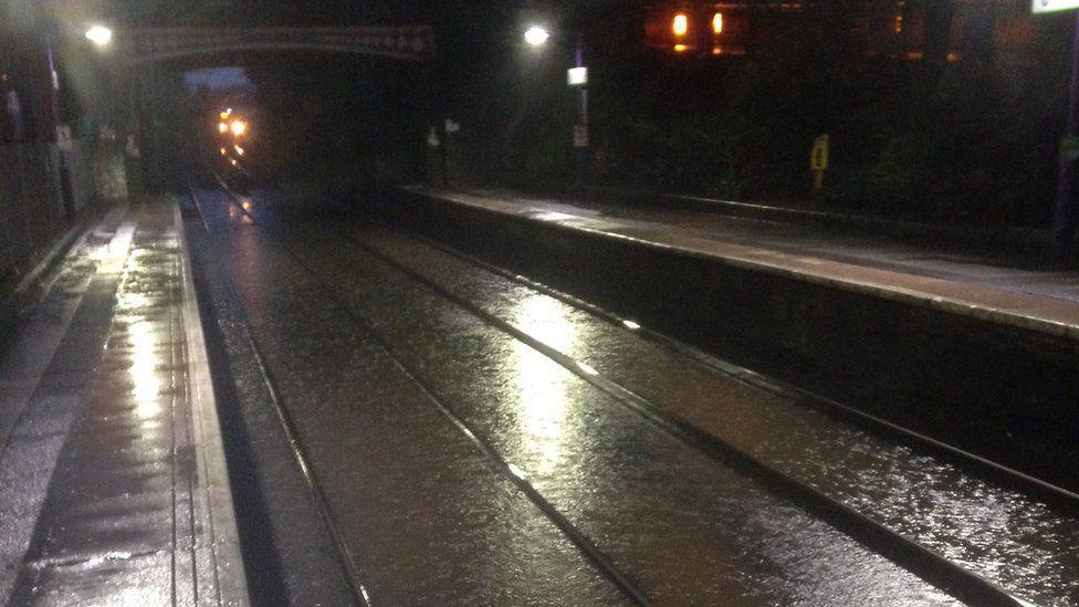 Flooding at Bournville station