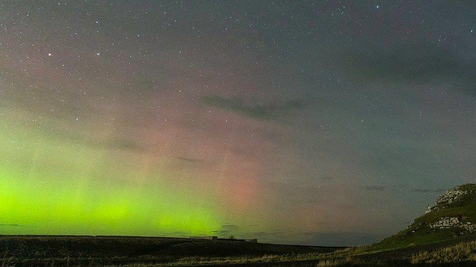 Aurora borealis at Holy Island, Northumberland