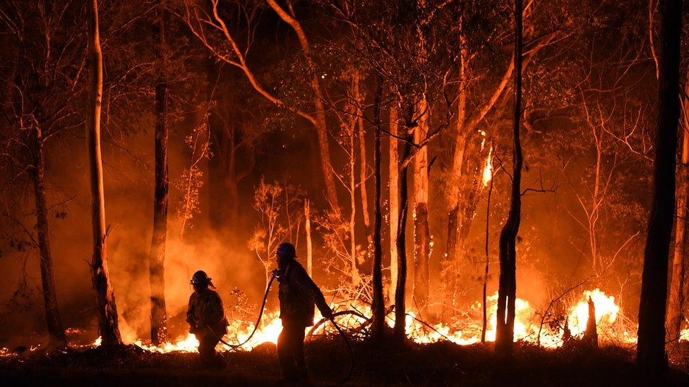 Firefighters tackle the blaze