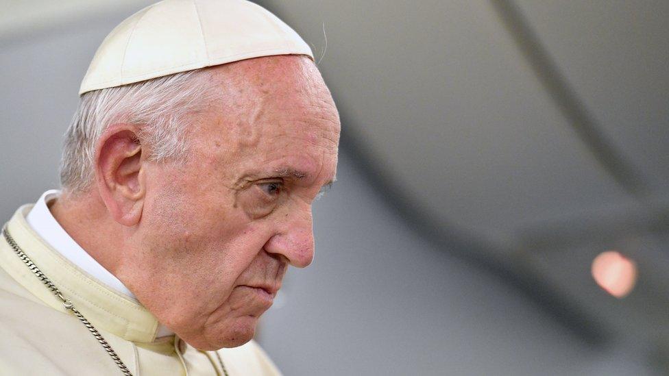 Pope Francis speaks to journalists aboard his flight to Italy at the end of the Apostolic Journey to South America, 22 January 2018