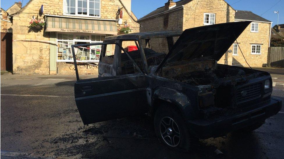 Car outside Ryhall Post Office