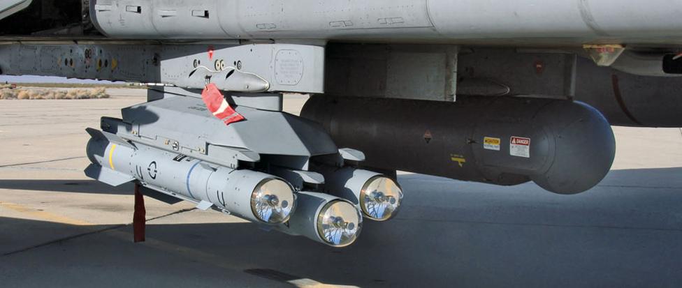 Brimstone missiles mounted on an RAF Tornado