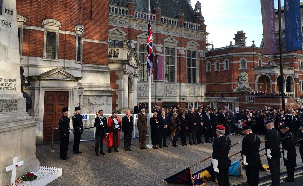 Crowds at Croydon cenotaph