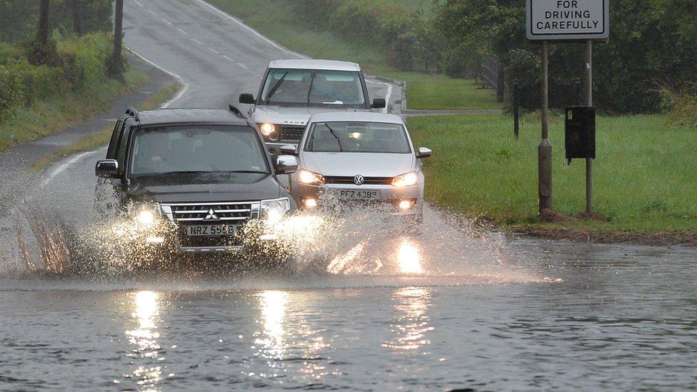 On Sunday the flooding was still causing trouble on roads across Northern Ireland