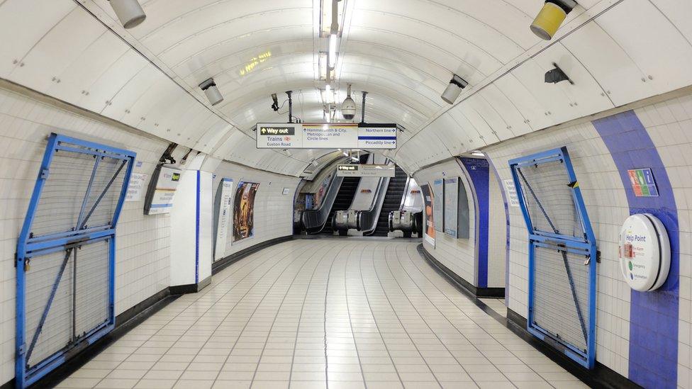 An empty Kings Cross tube station in London