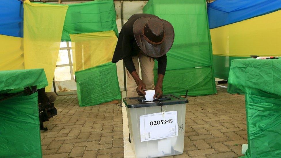 A man voting in Kigali, Rwanda