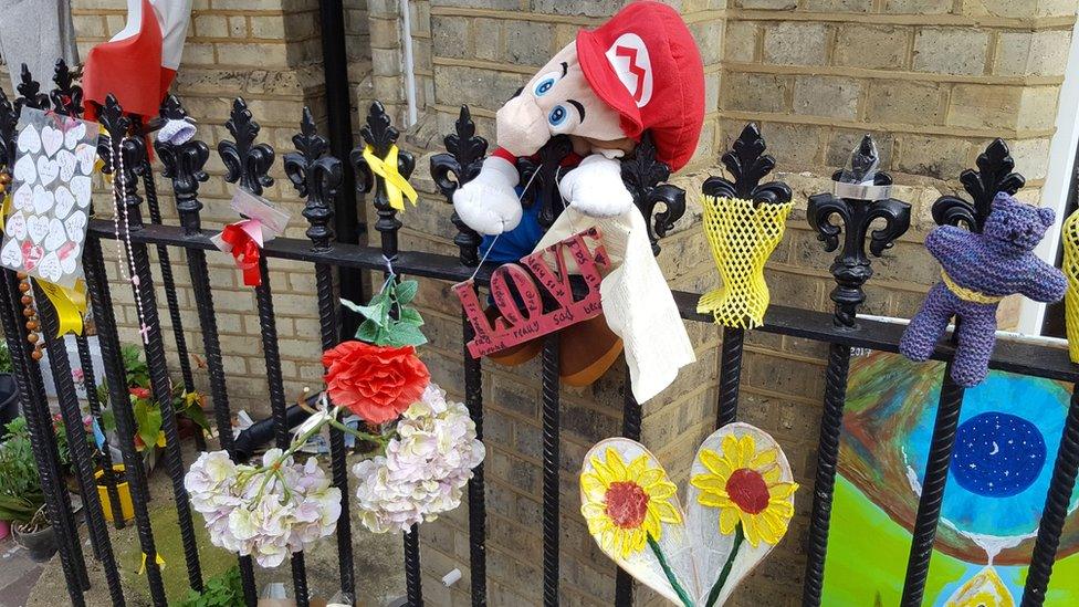 Tributes outside Notting Hill Methodist Church