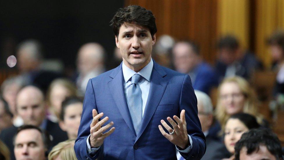 Canada"s Prime Minister Justin Trudeau speaks during Question Period