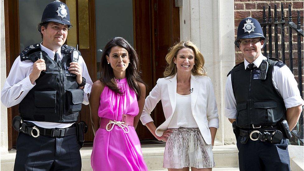 Ms Robach (second from right) was in London to cover the 2013 birth of Prince George