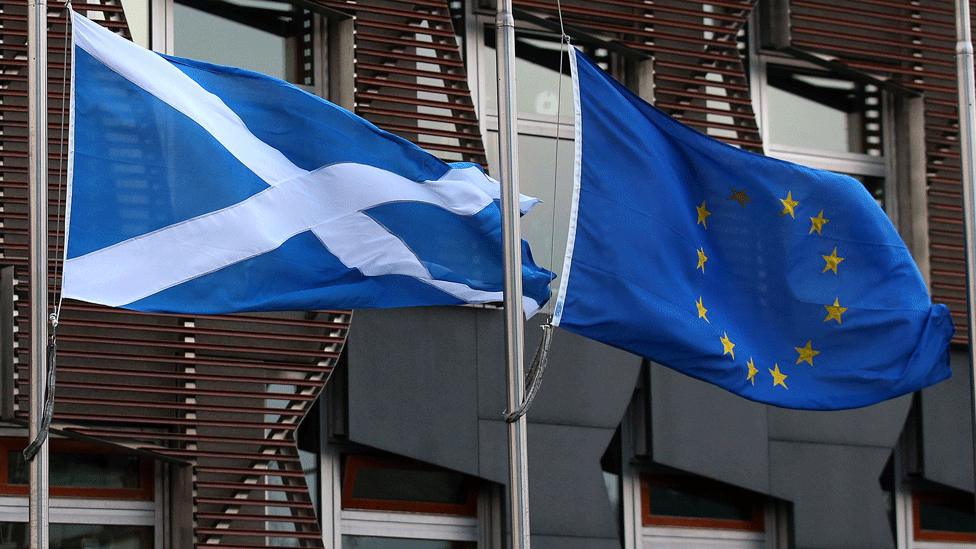 Saltire and EU flags