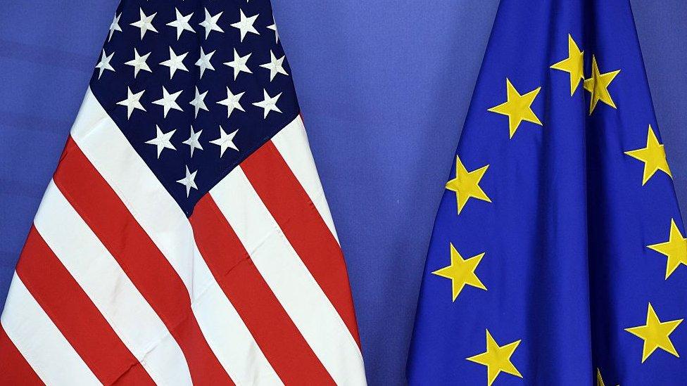 EU and US flags side-by-side