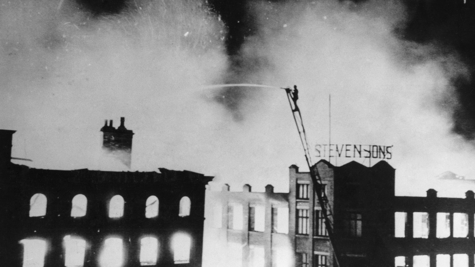 Firefighters during Manchester blitz