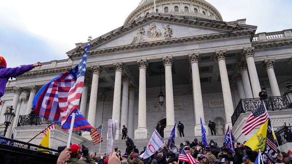 Donald Trump supporters attacking the Capitol