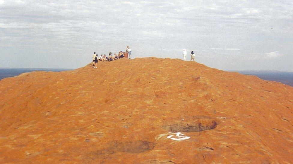 View from Uluru with some visitors