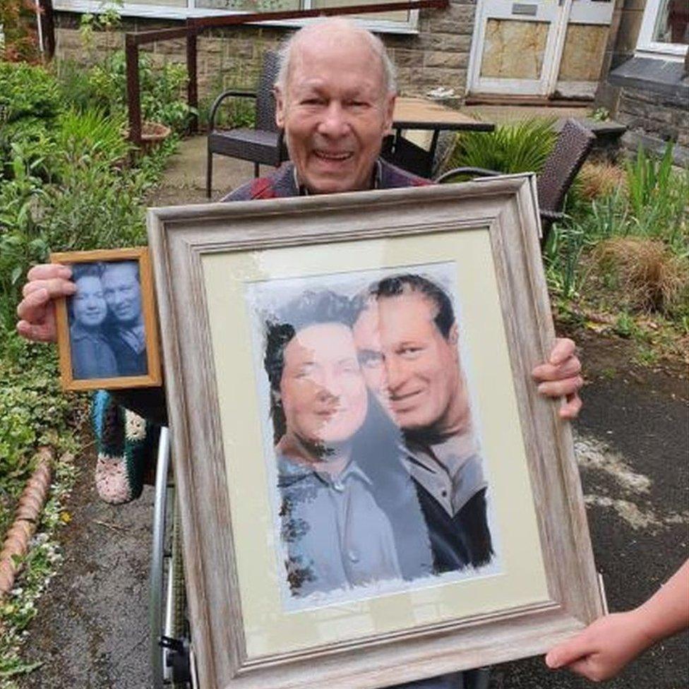 Bert Vincent with his portrait