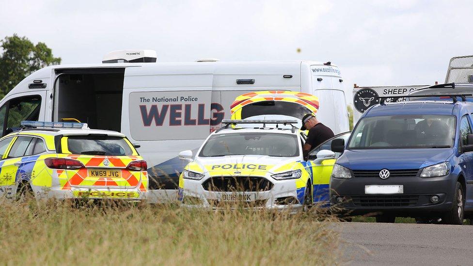 Police in Bedfordshire parked up between Carlton and Turvey in Bedfordshire