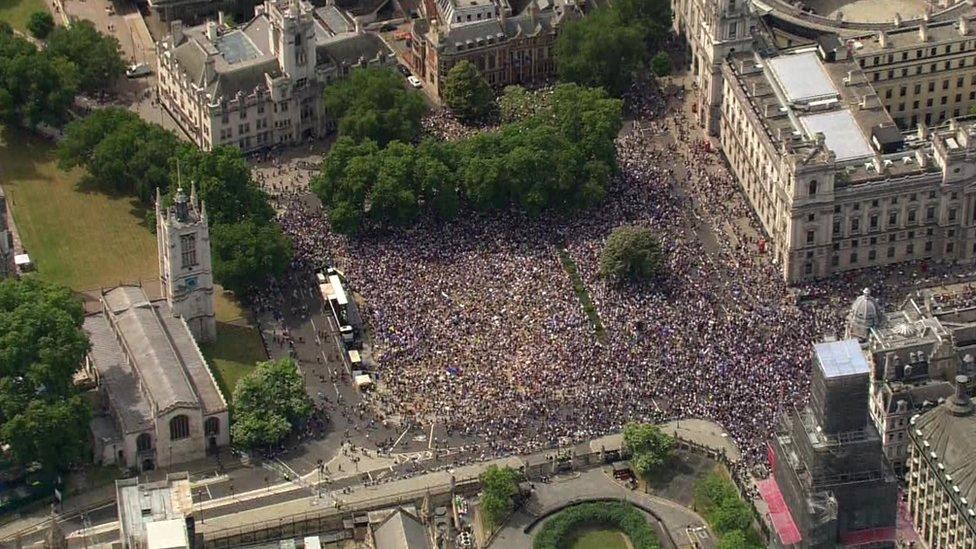 Crowds in Parliament Square