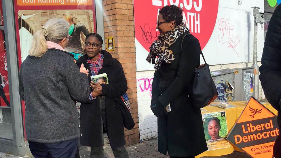 Julia Ogiehor campaigning in south London